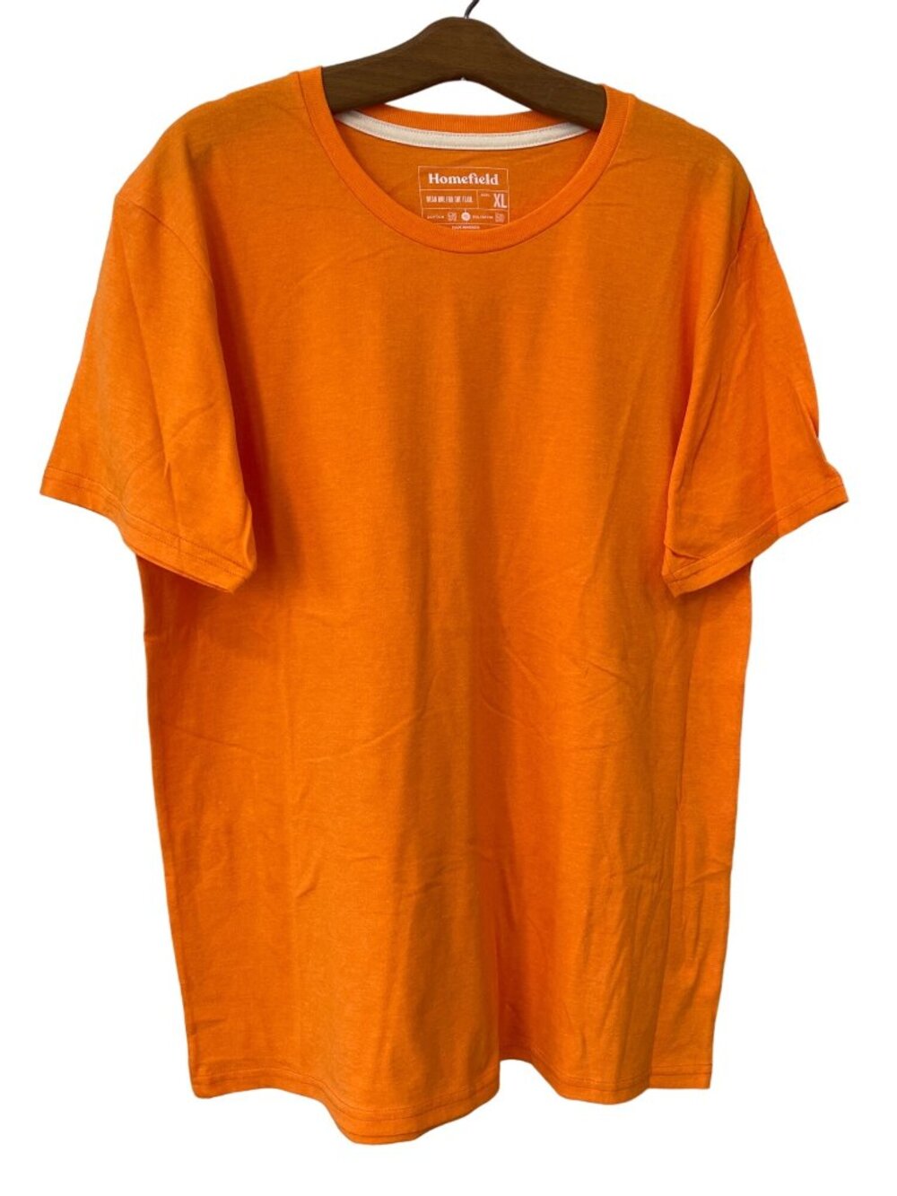 Homefield T Shirt XL Crewneck Short Sleeve Orange Cotton Poly Plain Basic Tee